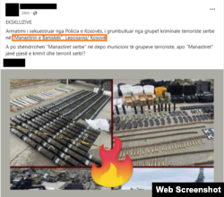 Objava na društvenoj mreži Facebook u kojoj se, uz fotografiju naoružanja, pogrešno navodi da ga je kosovska policija zaplenila u Leposaviću.