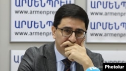 Armenia - Yeghishe Kirakosian, the Armenian government's representative to international tribunals, at a news conference in Yerevan, February 27, 2023.