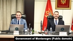 Lideri sukobljenih partija, potpredsjednik Vlade Aleksa Bečić iz stranke Demokrate i premijer Milojko Spajić iz Pokreta Evropa sad, Podgorica 31. oktobar 2023.