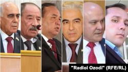 Лидеры шести политических партий Таджикистана. Седьмую партию - правящую Народно-демократическую - возглавляет действующий президент страны Эмомали Рахмон 