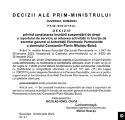 Ordinul premierului prin care fostul președinte al AEP era numit secretar general al instituției