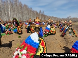 Кладбище с захоронениями российских военных, погибших на войне в Украине. Новосибирск, 2023 год