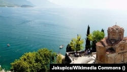 The Church of St. John is situated on a cliff overlooking Lake Ohrid.
