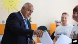 Former Bulgarian Prime Minister Boyko Borisov votes on June 9 in the town of Bankya.