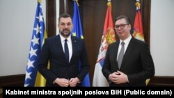 Ministar spoljnih poslova Bosne i Hercegovine (BiH) Elmedin Konaković i predsjednik Srbije Aleksandar Vučić