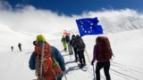 EU And Georgian Flags Fly From 'Mount Constitution' In Solidarity With Protests