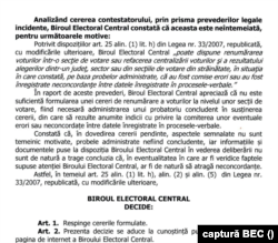 Decizia BEC la prima contestație depusă de REPER.