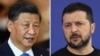Președintele Ucrainei, Volodimir Zelenski (dreapta), și președintele Chinei, Xi Jinping (colaj) 