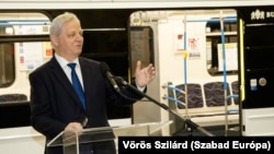 Tarlós István korábbi főpolgármester beszél az M3-as metró felújított szakaszának átadásán, 2019. március 30-án