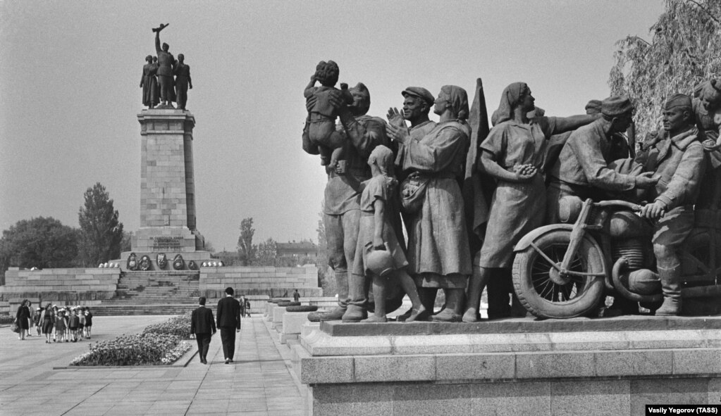 The monument, photographed here in 1970, was installed in 1954 and featured a controversial dedication that read: “To the Soviet Army liberators – from the grateful people of Bulgaria.” That inscription was smashed with a hammer in late February by a 61-year-old man who was protesting Russia’s invasion of Ukraine.