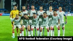 بازیکنان تیم ملی فوتبال افغانستان ( تصویر منتشر شده از سوی فدراسیون فوتبال افغانستان) 