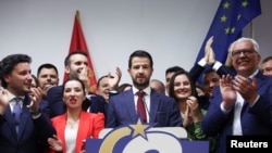 Jakov Milatović, predsjednički kandidat Pokreta Evropa nakon objavljivanja prvih rezultata predsjedničkih izbora, u Podgorici, Crna Gora, 2. aprila 2023.