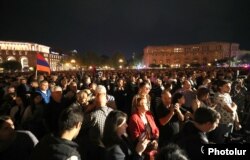 Protest în Piața Republicii din Erevan, Armenia, 24 septembrie 2023.