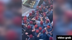 Armenia - A screenshot of video of police beating of opposition lawmaker Ashot Simonian, Yerevan, May 27, 2024. 
