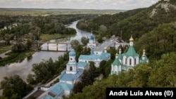 The Svyatohirsk Lavra, one of Ukraine's major Orthodox spiritual centers, overlooks the Siverskiy Donets River.