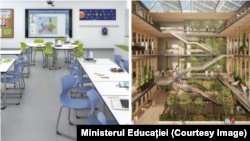 Imagini utilizate de ministrul Educației, Dan Perciun, la prezentarea conceptului de școală model. 