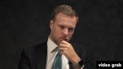 Ґабріелюс Ландсбергіс, міністр закордонних справ Литви, студія Радіо Свобода в Тбілісі, Грузія, 15 травня 2024 року