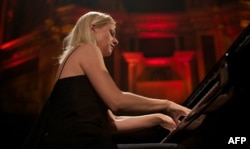 Valentina Lisitsa performs live on stage at the Royal Albert Hall in London in June 2012.