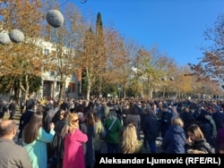 Protest profesora i prosvjetnih radnika ispred Skupštine Crne Gore, 27. decembar 2023.