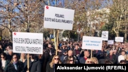 Protest prosvjetnih radnika u Podgorici, decembar, 2023
