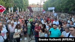 Protest zbog najavljenog sprovođenja projekta ekploatacije litijuma "Jadar" u zapadnoj Srbiji, u Aranđelovcu, 29.7.2024.