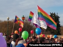 Одна из ЛГБТ-акций, проходивших в Петербурге
