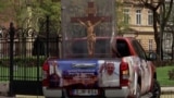 A self-made papal mobile for the papal visit to Budapest..