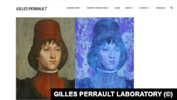 Тази екранна снимка е от уебсайта на френската лаборатория "Жил Перо" (Gilles Perrault). На нея се вижда оригинална картина вляво и осветена от ултравиолетова светлина вдясно.