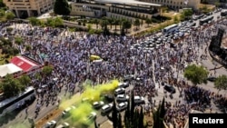 Tüntetők Jeruzsálemben 2023. július 24-én