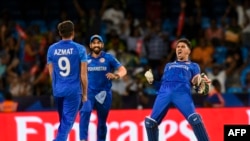 بازیکنان افغانستان در حال شادی پس از پیروزی در مقابل استرالیا