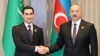 Türkmenistanyň prezidenti Serdar Berdimuhamedow we Azerbaýjanyň prezidenti Ilham Aliýew. Baku, 2023-nji ýyl (Arhiw suraty)