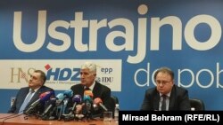 Milorad Dodik, Dragan Čović i Nermin Nikšić u Mostaru, 27. 2. 2024.
