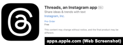 Threads në App Store të Apple-it.