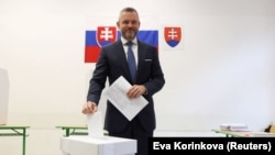 Лідер лівоцентриської партії «Голос» колишній прем’єр-міністр Словаччини Петер Пелігріні. Братислава, 30 вересня 2023 року