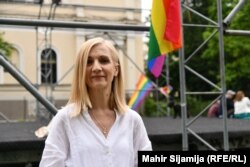Duška Jurišić, zamjenica ministra za ljudska prava i izbjeglice BiH, na Povorci ponosa u Sarajevu, 24. juni, 2023.