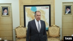 IRAN - Russia's Foreign Minister Sergei Lavrov speaks to journalists after talks in Tehran, October 23, 2023.