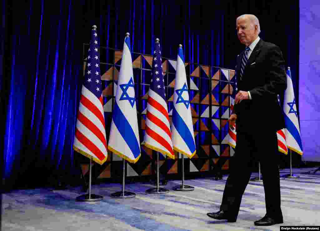 Președintele Joe Biden a făcut o distincție fermă între poporul palestinian și conducătorii radicali Hamas. El i-a acuzat pe aceștia din urmă că folosesc civili ca scuturi umane și a deplâns viețile &bdquo;nevinovate&rdquo; pierdute în Gaza după bombardamentele israeliene. &nbsp;