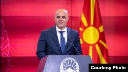 Albanian Prime Minister Edi Rama at a joint press conference with Macedonian Prime Minister Dimitar Kovačevski in Skopje