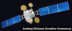 Az izraeli Amos 5 műhold makettje – az izraeli Spacecom működteti az Amos műholdakat. A 4iG az Amos 3-at cserélné majd le saját műholdra