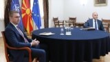 North Macedonia - Hristijan Mickoski and Dimitar Kovacevski, Leaders meeting in Skopje, June 7 2023