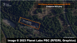 На супутниковому знімку Planet Labs 744-й центр зв’язку Чорноморського флоту РФ після удару. Фото зроблено 21 вересня 2023 року