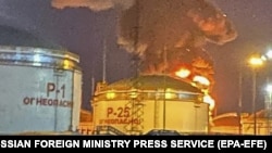 Пожар на нефтебазе в Краснодарском крае. РФ, 2023 год