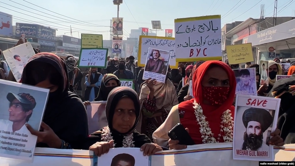 Women rally in Islamabad last month on behalf of ethnic Baluch victims of forced disappearances and extrajudicial killings. 