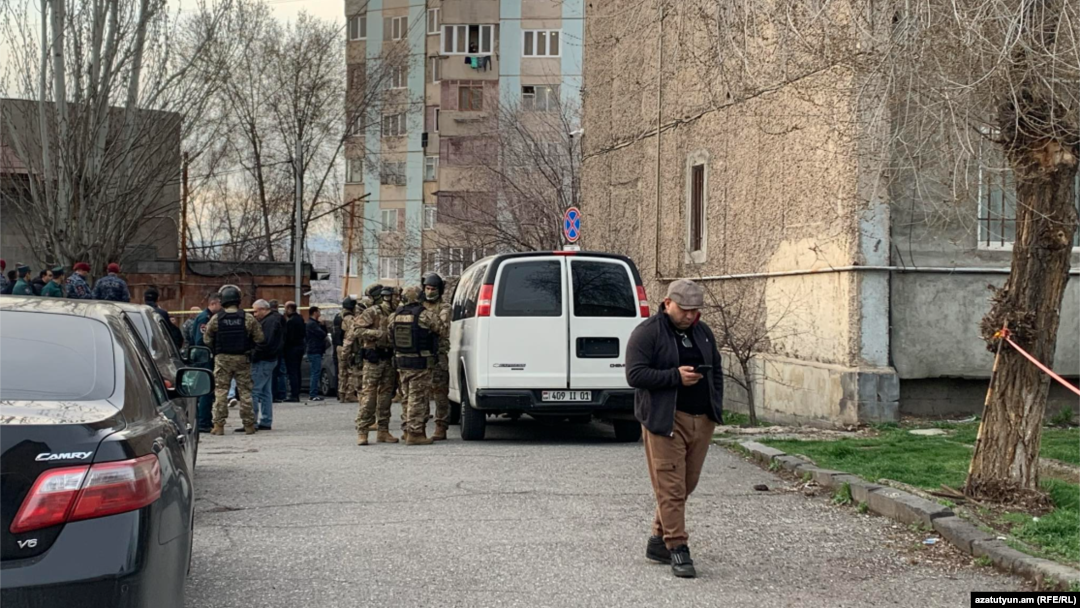 The two wounded men were among three who Armenia's Interior Ministry said attempted to break into the administrative building of the Nor Nork police precinct of Yerevan on March 24. 