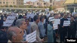 Iranian teachers protest in Fars Province in Iran earlier this yar