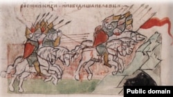 Победа половцев над киевскими князьями в 1068 году. Миниатюра из Радзивилловской летописи, XV век