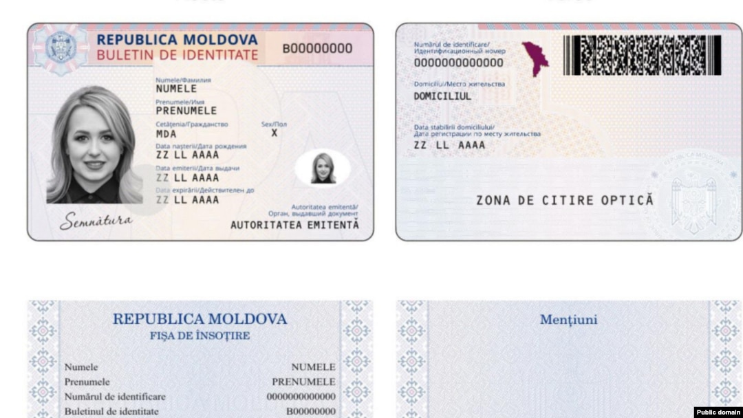 Imaginea unui buletin de identitate eliberat în prezent de autoritățile R. Moldova. 