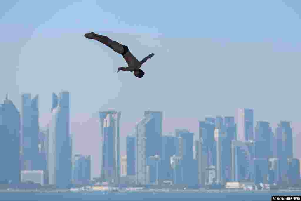 Oleksiy Pryhorov of Ukraine competes at the FINA World Aquatics Championships in Doha, Qatar.&nbsp;