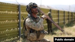 Armenia - An American soldier takes part in a U.S.-Armenian military exercise, September 15, 2023.