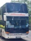 Banja Luka, Bosnia-Herzegovina, Buses from Serbia that brought citizens to a meeting in Banja Luka, which was called by Milorad Dodik, pro-Russian and separatist leader of the Serbs in the Republika Srpska entity. April 18, 2024. 